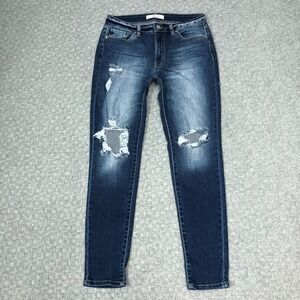 KanCan Jeans Womens 29 Blue Distressed Ripped Skinny Mid Rise Stretch Denim Norm